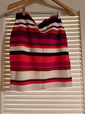 Ann Taylor Striped Sweetheart Neck Mini Skirt - Pink, Red, Black & White 2P